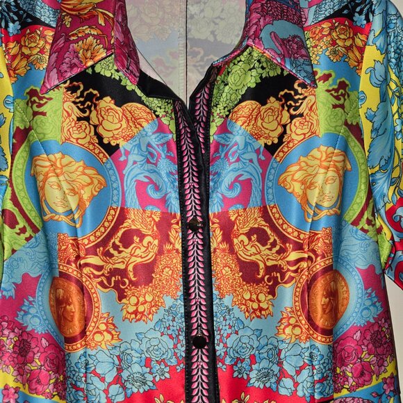 Versace-Inspired Baroque Print Sateen Shirt Dress – Small Fit - Picture 4 of 4